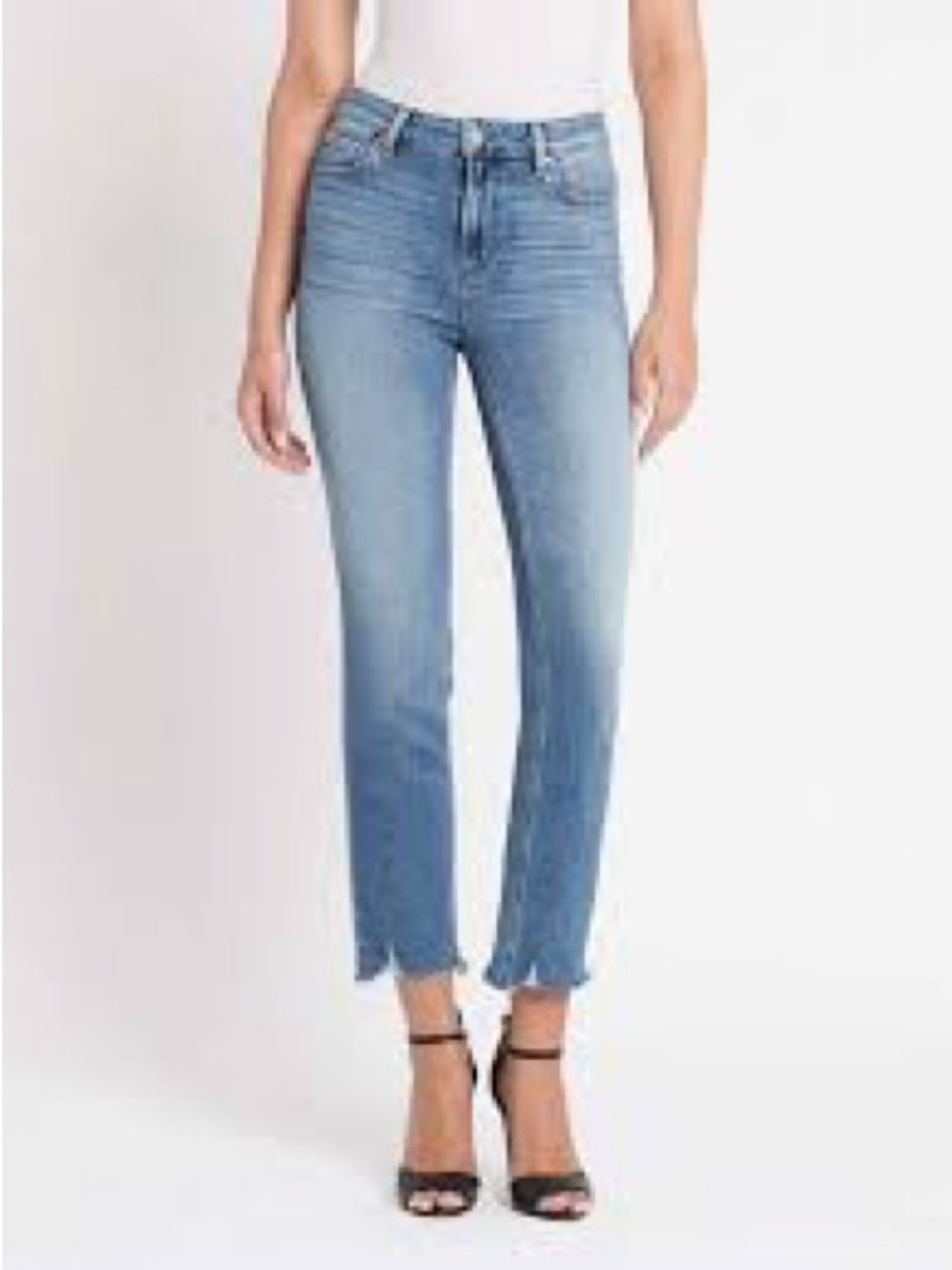 PAIGE Cindy Straight Leg Jeans Size 30 Light Wash Cropped Denim